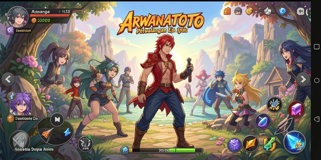Tampilan gameplay ARWANATOTO yang penuh aksi dan warna.