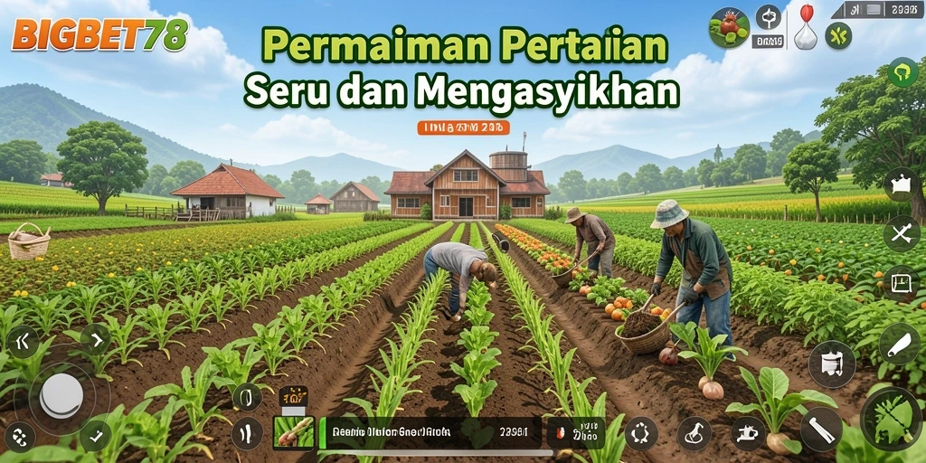 Screenshot utama BIGBET78 menampilkan gameplay pertanian yang menarik.