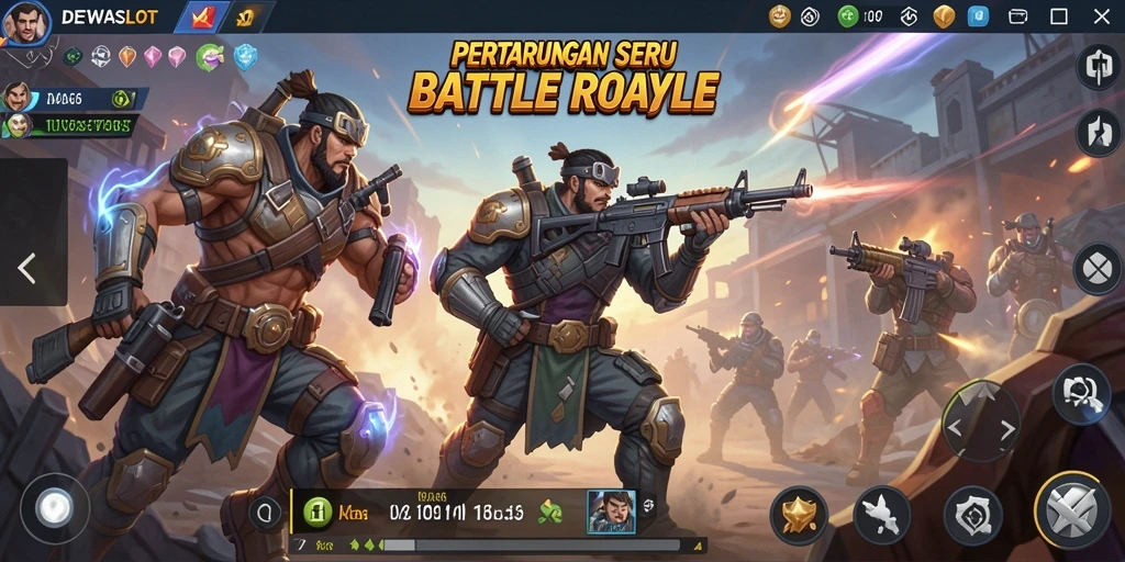 Gameplay DEWASLOT yang menegangkan dalam pertarungan Battle Royale.