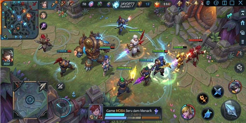 Screenshot gameplay JAYATOP77 dengan aksi seru di arena pertempuran.