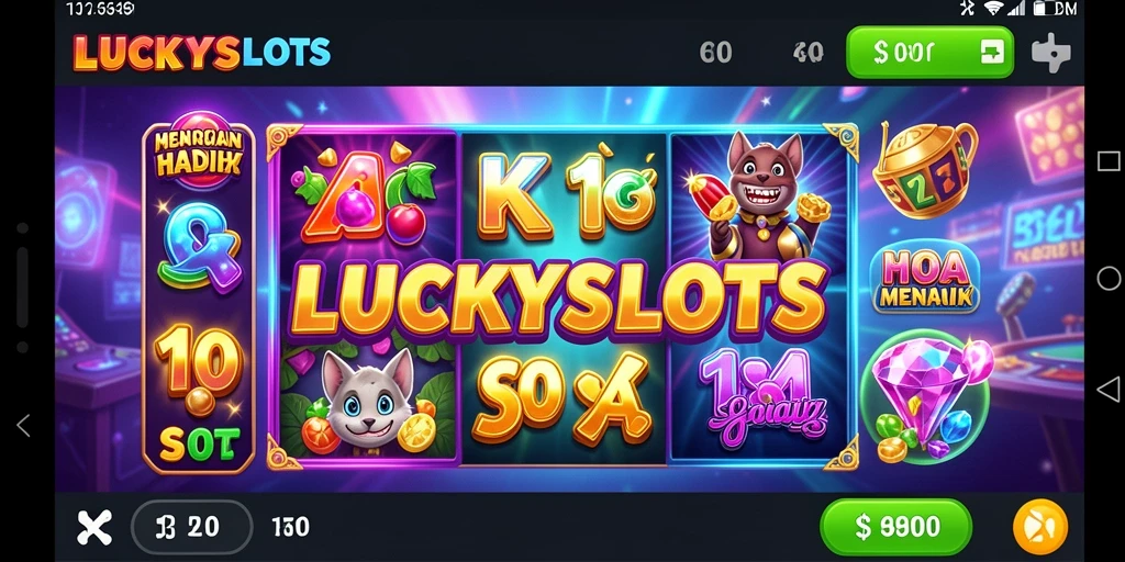 Screenshot gameplay LUCKYSLOTS yang menunjukkan momen kemenangan beruntun.