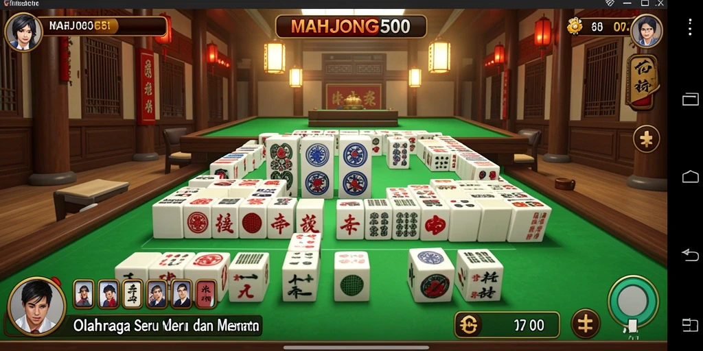 Screenshot gameplay MAHJONG500 menampilkan momen seru dalam pertarungan olahraga.