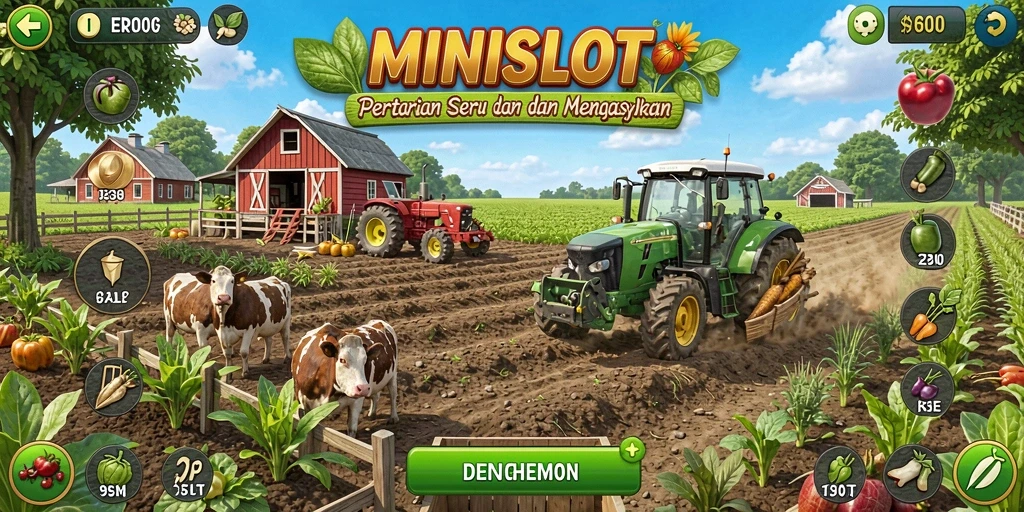 Gameplay seru MINISLOT dengan berbagai aktivitas pertanian.
