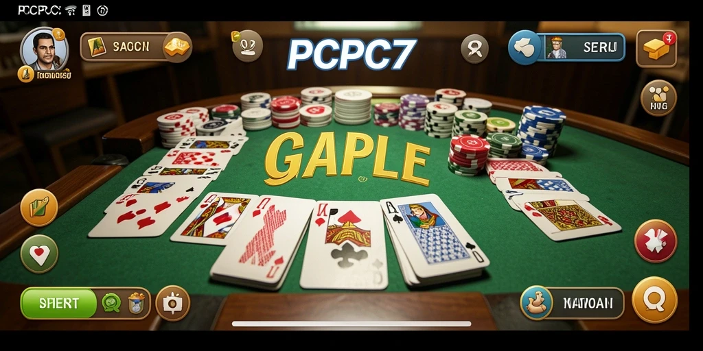 Tampilan gameplay seru di PCPC7, permainan Gaple yang menarik.
