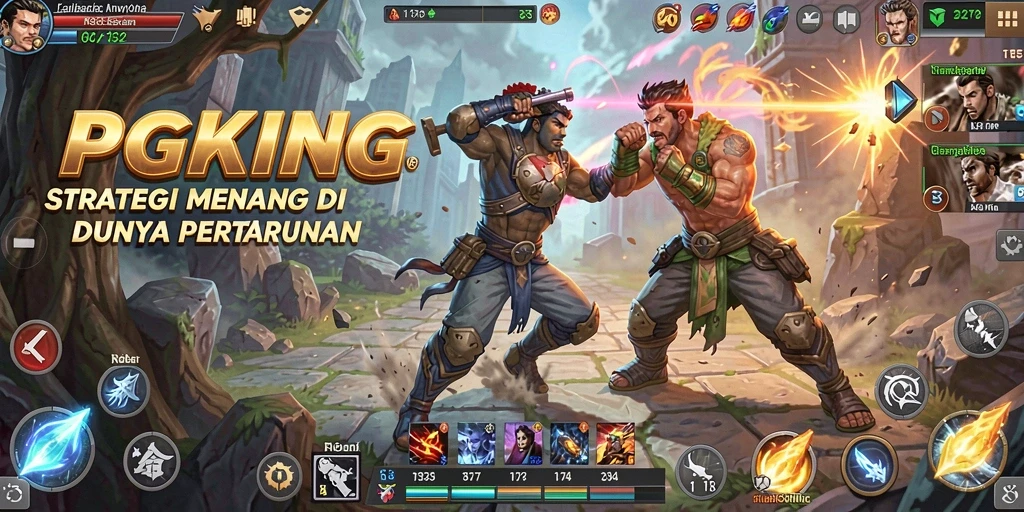Screenshot PGKING menunjukkan pertempuran taktis yang mendebarkan.