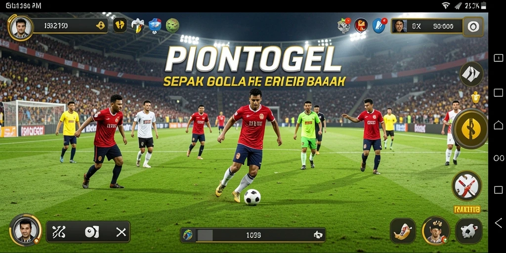 Screenshot PIONTOGEL menampilkan gameplay sepak bola yang seru.