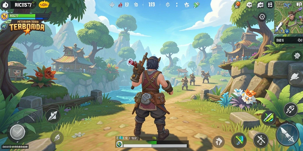 Tampilan gameplay RICIS77 di dunia terbuka yang luas.