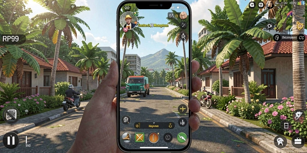 Screenshot gameplay RP99 menampilkan aksi seru dalam momen santai.