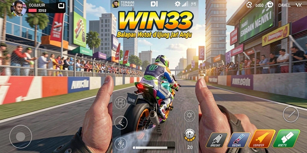 Tampilan gameplay WIN33 yang menegangkan dengan balapan motor yang seru.
