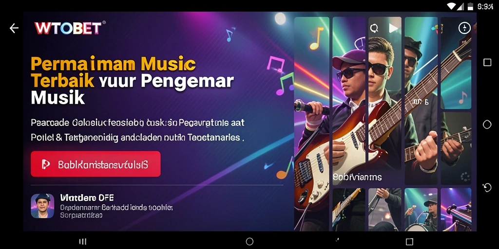 Tampilan gameplay WTOBET saat pemain menyanyikan lagu dengan lirik.